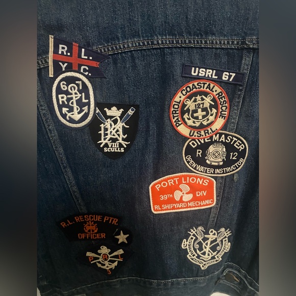 Polo by Ralph Lauren Classic Blue Jean Jacket with  patches - Picture 6 of 7